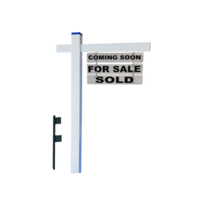 Classic 2-Piece Real Estate Yard Sign Post (Riders Included) - White