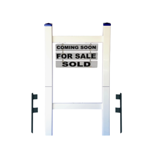 Double Post 2-Piece Real Estate Yard Sign (Riders Included) - White