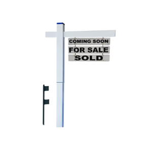 Classic 2-Piece Real Estate Yard Sign Post (Riders Included) - White