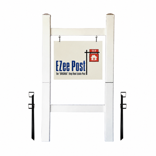 Double 2-Piece Real Estate Sign Post - White - EZee Post