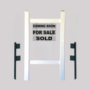 Double Post 2-Piece Real Estate Yard Sign (Riders Included) - White