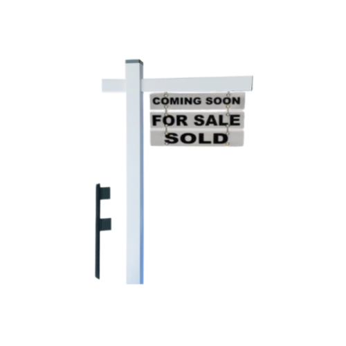 Classic 2-Piece Real Estate Yard Sign Post (Riders Included) - White