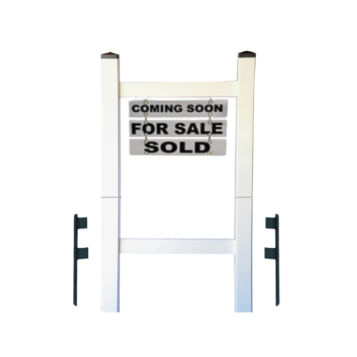 Double Post 2-Piece Real Estate Yard Sign (Riders Included) - White