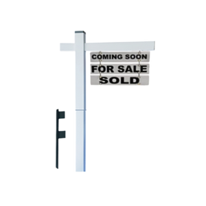 Classic 2-Piece Real Estate Yard Sign Post (Riders Included) - White