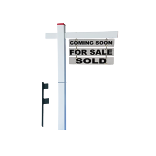 Classic 2-Piece Real Estate Yard Sign Post (Riders Included) - White