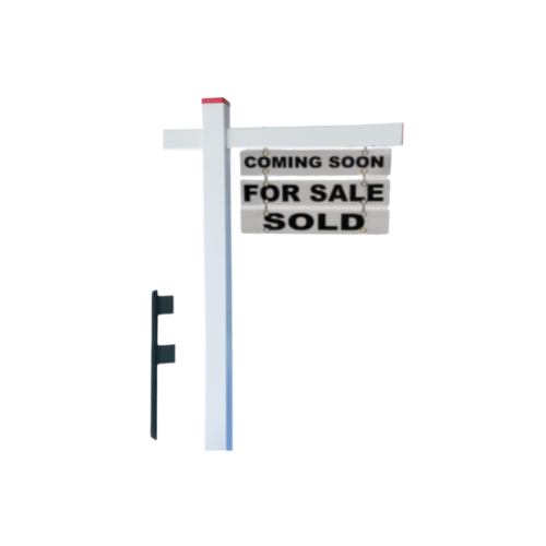 Classic 2-Piece Real Estate Yard Sign Post (Riders Included) - White