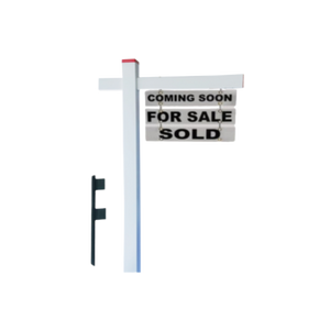 Classic 2-Piece Real Estate Yard Sign Post (Riders Included) - White