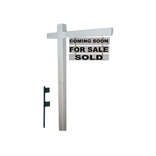 Classic 2-Piece Real Estate Yard Sign Post (Riders Included) - White