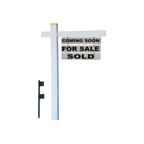 Classic 2-Piece Real Estate Yard Sign Post (Riders Included) - White