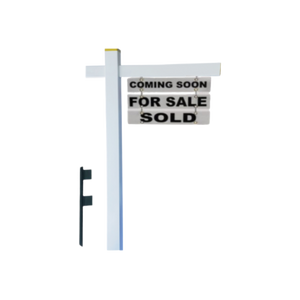 Classic 2-Piece Real Estate Yard Sign Post (Riders Included) - White