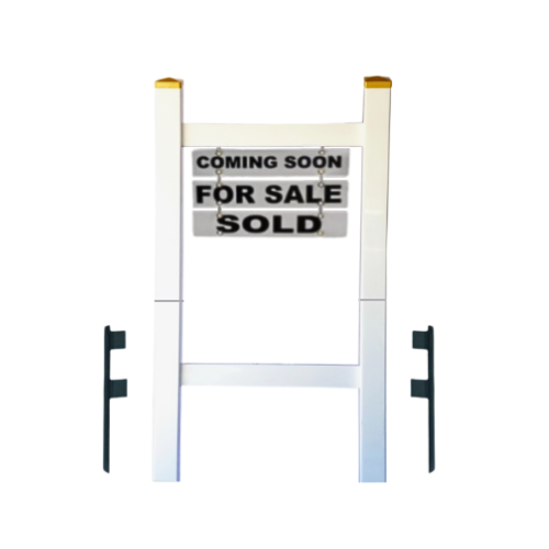 Double Post 2-Piece Real Estate Yard Sign (Riders Included) - White