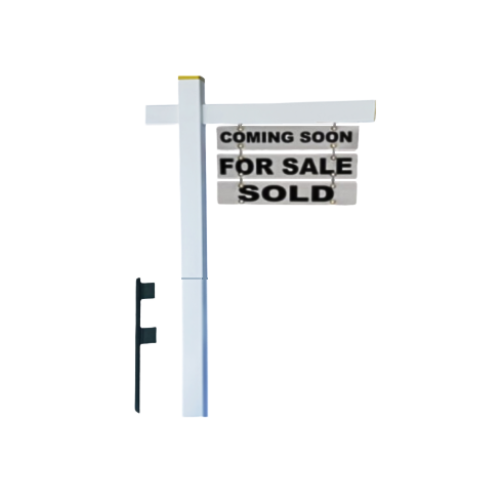Classic 2-Piece Real Estate Yard Sign Post (Riders Included) - White