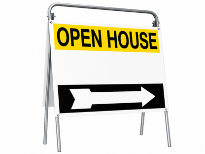 Open House Sign Metal A-Frame Kit - 5 Pack - Yellow/White/Black - EZee Post