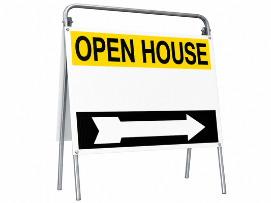 Open House Sign Metal A-Frame Kit - 5 Pack - Yellow/White/Black - EZee Post