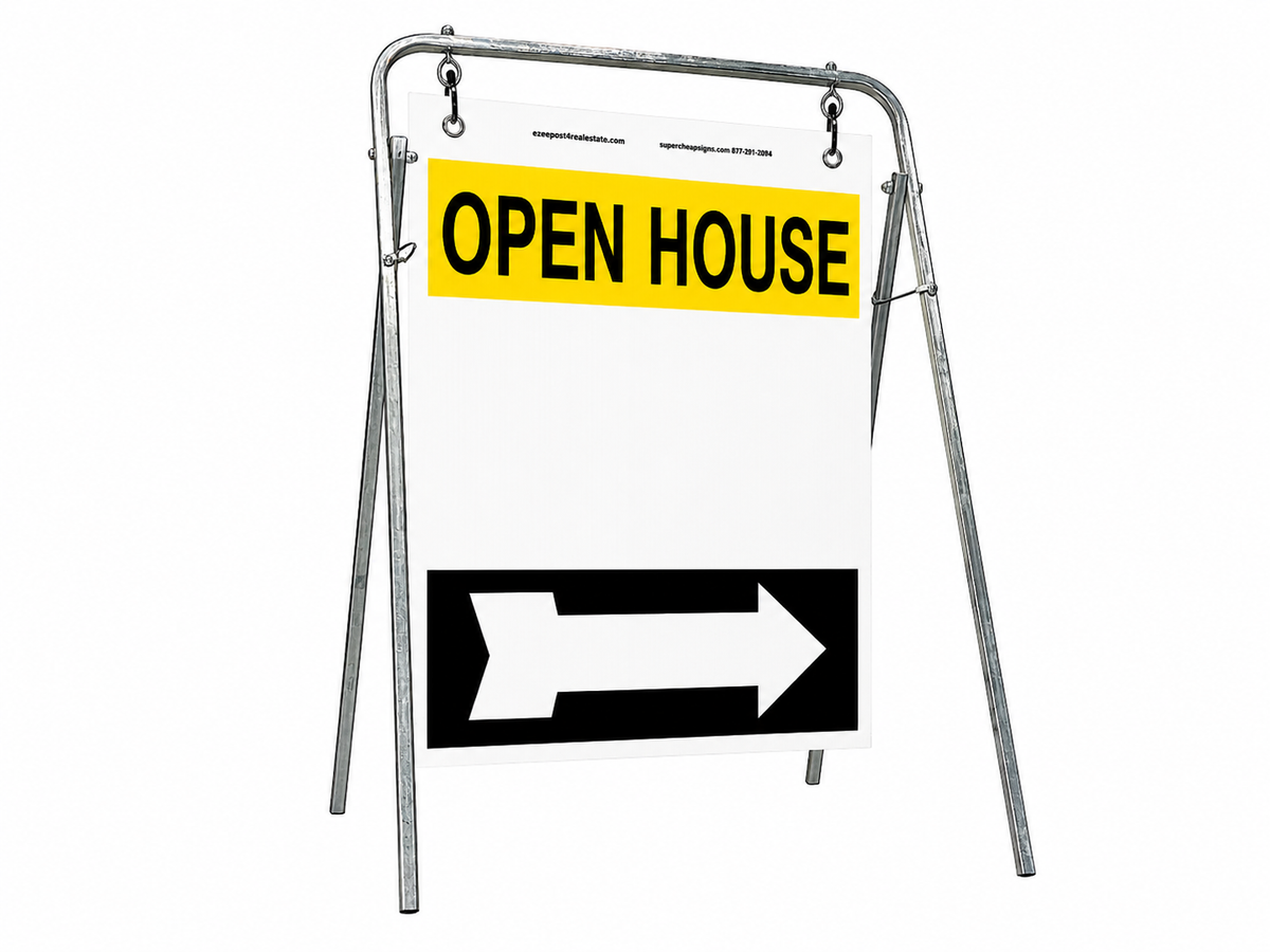 Open House Sign Metal A-Frame Kit - 5 Pack - Swinger - Yellow/White/Black - EZee Post