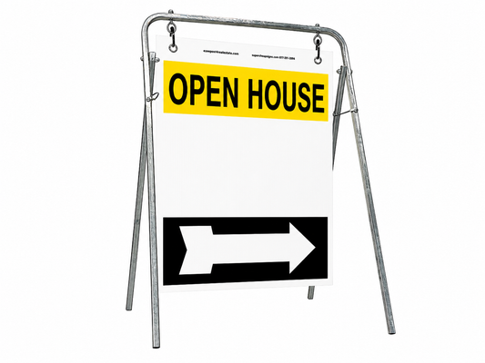 Open House Sign Metal A-Frame Kit - 5 Pack - Swinger - Yellow/White/Black - EZee Post