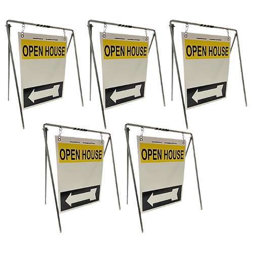 Open House Sign Metal A-Frame Kit - 5 Pack - Swinger - Yellow/White/Black