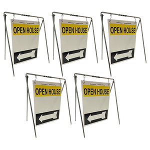 Open House Sign Metal A-Frame Kit - 5 Pack - Swinger - Yellow/White/Black