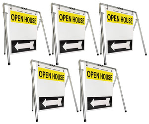 Open House Sign A-Frame Kit - 5 Pack - Swinger - Yellow/White/Black