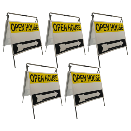 Open House Sign Metal A-Frame Kit - 5 Pack - Yellow/Black/White