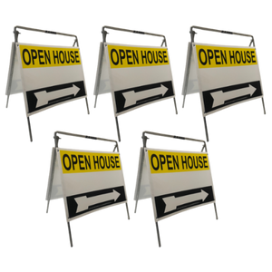 Open House Sign Metal A-Frame Kit - 5 Pack - Yellow/Black/White