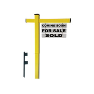 Classic 2-Piece Real Estate Yard Sign Post (Riders Included) - Yellow