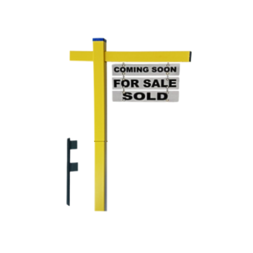 Classic 2-Piece Real Estate Yard Sign Post (Riders Included) - Yellow
