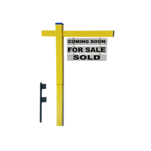 Classic 2-Piece Real Estate Yard Sign Post (Riders Included) - Yellow