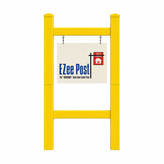 Double 2-Piece Real Estate Sign Post - Yellow - EZee Post