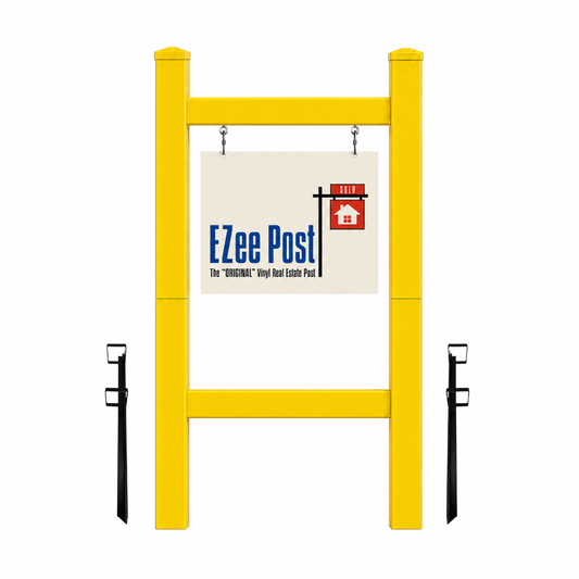 Double 2-Piece Real Estate Sign Post - Yellow - EZee Post