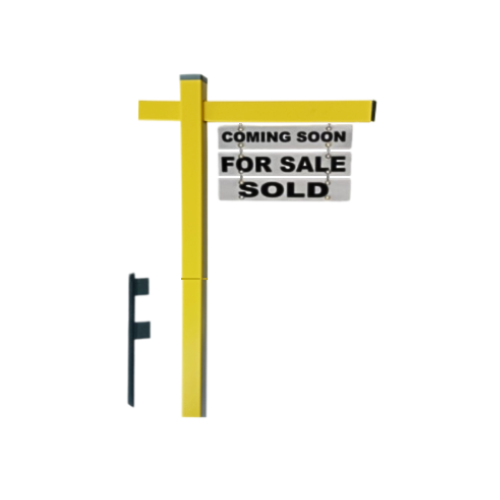 Classic 2-Piece Real Estate Yard Sign Post (Riders Included) - Yellow