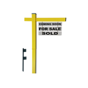 Classic 2-Piece Real Estate Yard Sign Post (Riders Included) - Yellow