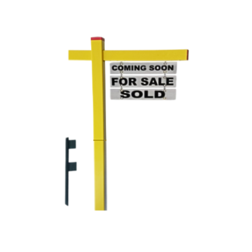 Classic 2-Piece Real Estate Yard Sign Post (Riders Included) - Yellow