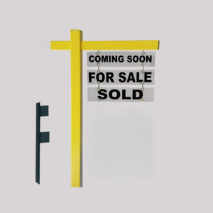 Classic 2-Piece Real Estate Yard Sign Post (Riders Included) - Yellow