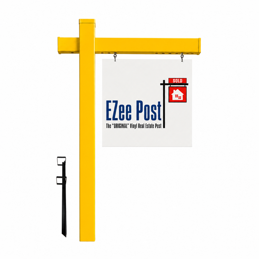 Classic 2-Piece Real Estate Sign Post - Yellow - EZee Post